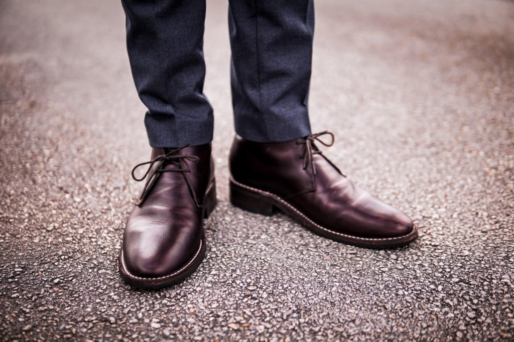 chukka boots with a suit