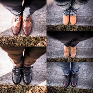 Different styles of boots for men.